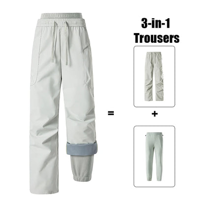 Unisex Hiking Pants Male Outdoor Detachable 3 In 1 Windproof Waterproof Climbing Trousers Women Breathable Camping Skiing Pants