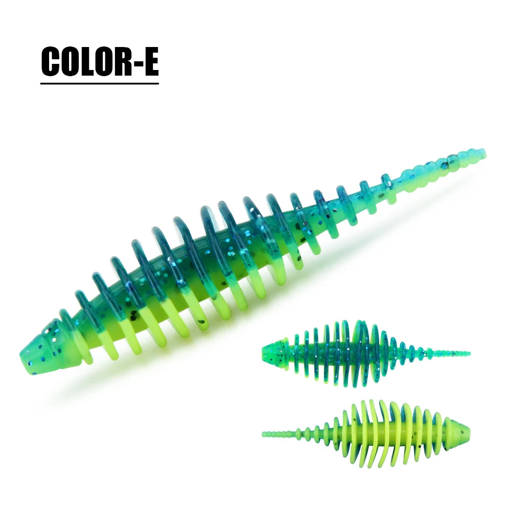 Rosewood Ribbed Worm Soft Plastic Lure Shad Bait 3.6cm/5.3cm For Perch Trout Bass Pike Fishing Tackle Jig Head Drop Shot Pesca