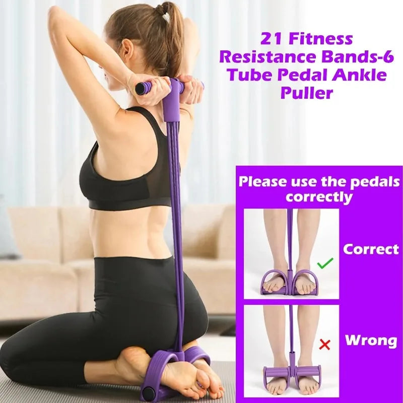 4-Level Resistance Band Tensioner with Non-Slip Handles - Home Fitness Equipment for Abdominal Muscle Training Yoga Abdominal