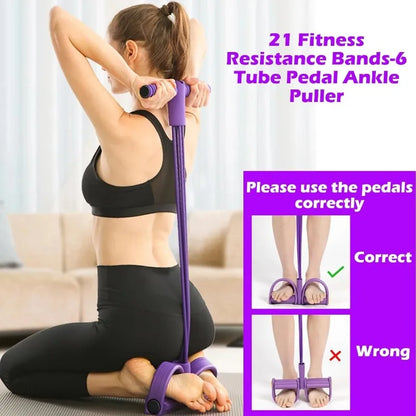 4-Level Resistance Band Tensioner with Non-Slip Handles - Home Fitness Equipment for Abdominal Muscle Training Yoga Abdominal