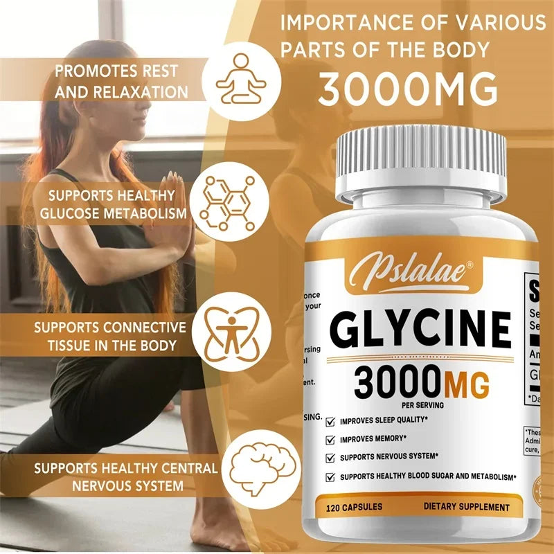 Glycine Supplement - Promotes Restful Sleep, Supports Cognitive Function, Emotional Balance and Neurological Health