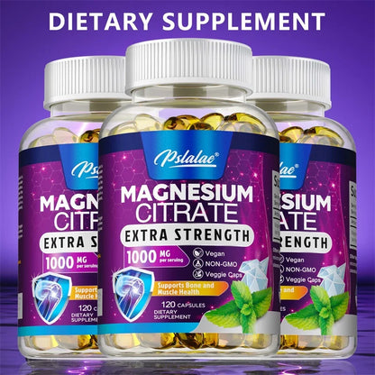 Magnesium Citrate Supplement - Supports Heart, Muscle, Nerve, Bone Health, Promote Energy Metabolism, Gut Digestion