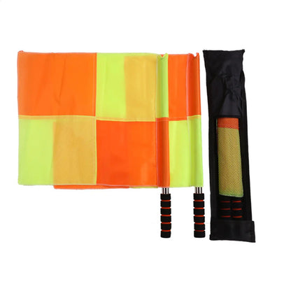 Football Referee Flag 2 Pieces Linesman Volleyball Flags Orange And Yellow Ergonomic Handle Soccer Coaching Equipment