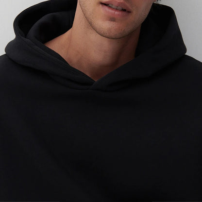 Custom LOGO 400GSM Oversized Frency Terry  Autumn Winter Casual Cotton Men Woven Top Solid Color Hoodies Sweatshirt Streatwear