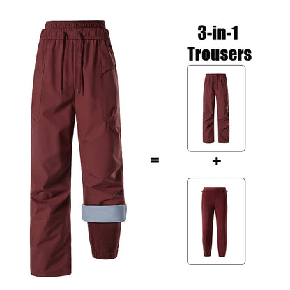 Unisex Hiking Pants Male Outdoor Detachable 3 In 1 Windproof Waterproof Climbing Trousers Women Breathable Camping Skiing Pants