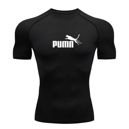 Workout Sportswear for Men's Compression Quick Dry Fit Short Sleeve Athletic T-Shirt for Gym Fitness Running Sport Bodybuilding