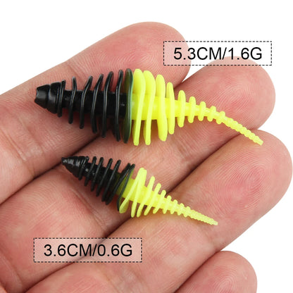 Rosewood Ribbed Worm Soft Plastic Lure Shad Bait 3.6cm/5.3cm For Perch Trout Bass Pike Fishing Tackle Jig Head Drop Shot Pesca