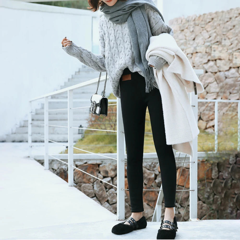 Winter High Waisted Fleece-Lined Leggings For Women Thick Soft Tummy Control Workout Running Yoga Thermal Warm Pants For Cold Wi