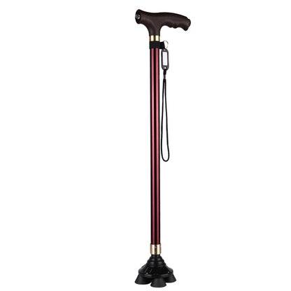 LED Light Walking Stick for Elderly - Adjustable Aluminum Alloy Crutch with Non-Slip Rubber Base for Seniors/Men/Disabled