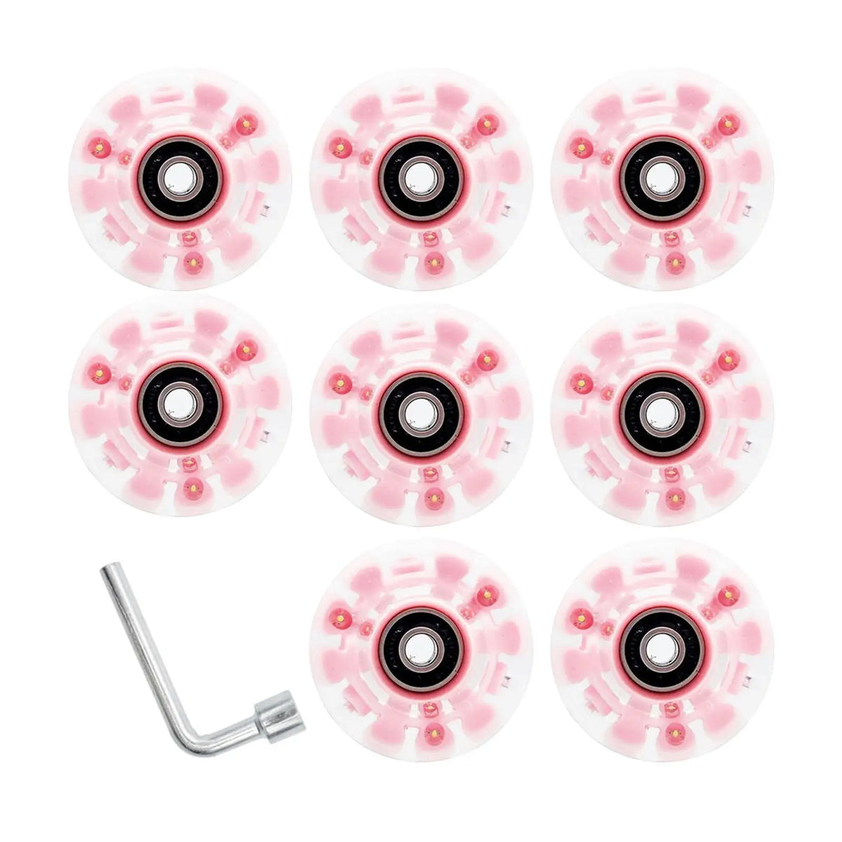 8 Pieces Luminous Roller Skate Wheels 82A Hardness Indoor with Wrench Parts Outdoor with Bearings Light up Roller Skate Wheels