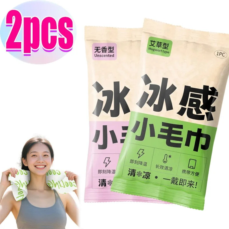 Disposable Cooling Towel Instant Cold Compress with Menthol for Sports Gym Travel Outdoor Activities Face Neck Arms Sweat Wipes