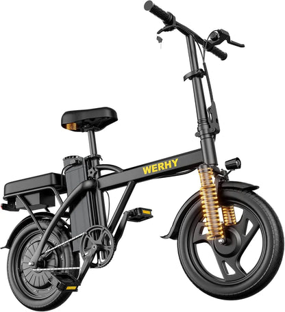 Electric Bike for Adults, 500W Motor, 20 MPH Max Speed Folding Ebike, 14" Electric Bicycles, Max 20/30 Miles Range