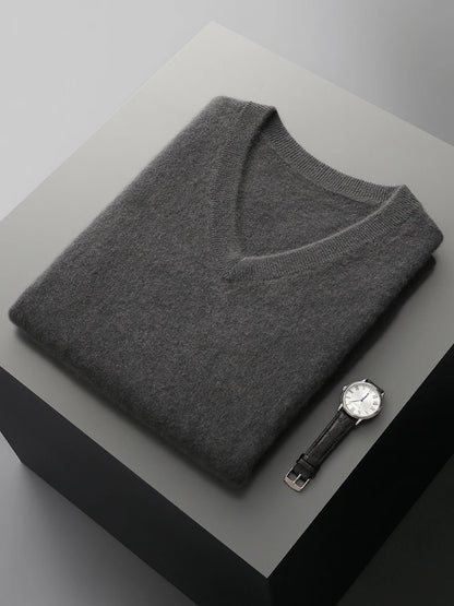 Autumn Winter Men's Wool Vests V-neck Sleeveless Pullover Sweater 100% Merino Wool Knitted Basic Smart Casual Cashmere Waistcoat