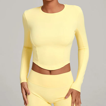 Gym Workout Top Women's Winter Tight-Fitting Long-Sleeved Yoga Sports Fitness Clothes Pilates Running Sports Long-Sleeved Tops