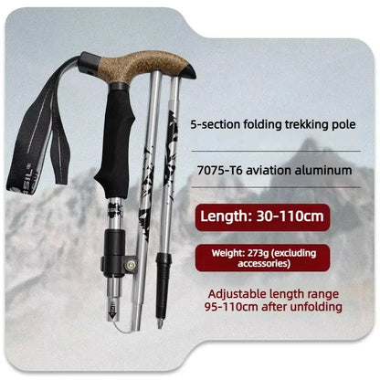 Walking Cane Telescopic Baton Folding Walking Sticks Aluminum Alloy Crutches Trekking Cane Hiking Trekking Poles North Pole