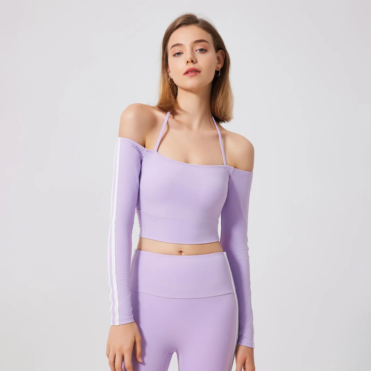 Yoga Tops for Women Long Sleeve Workout Shirts Gym T-shirts Off Shoulder Jogging Tights Activewear