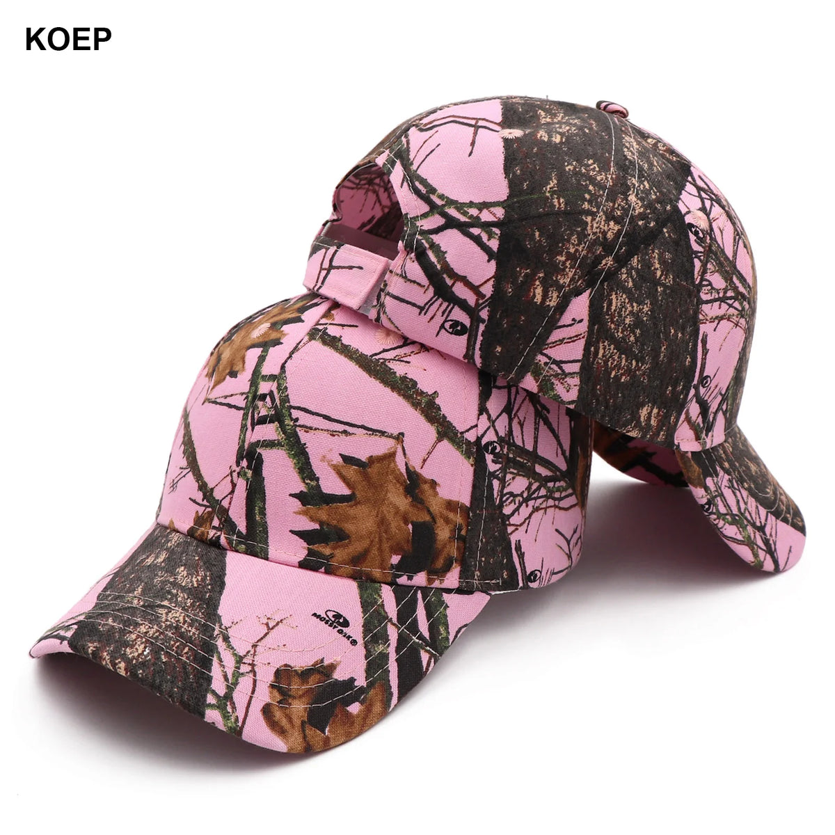 KOEP Oak Tree Pink Camo Hunting Fishing Baseball Caps Camouflage Hats Suitable For Women's Outdoor Sports