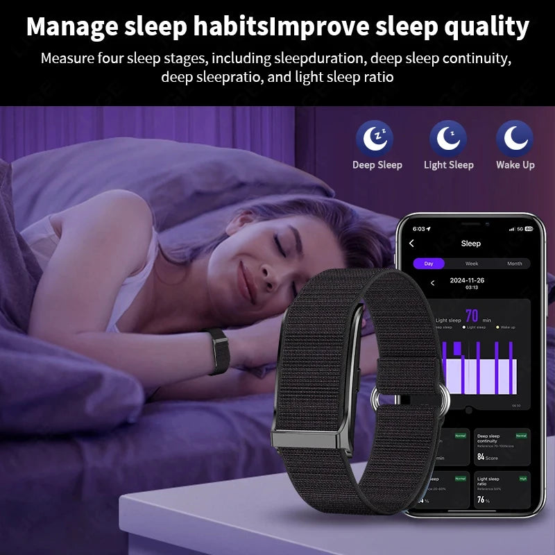 LAXASFIT Smart Band No Screen Fitness Tracker Heart Rate Blood Oxygen Monitor IP68 Waterproof Ultra-Thin Long Battery