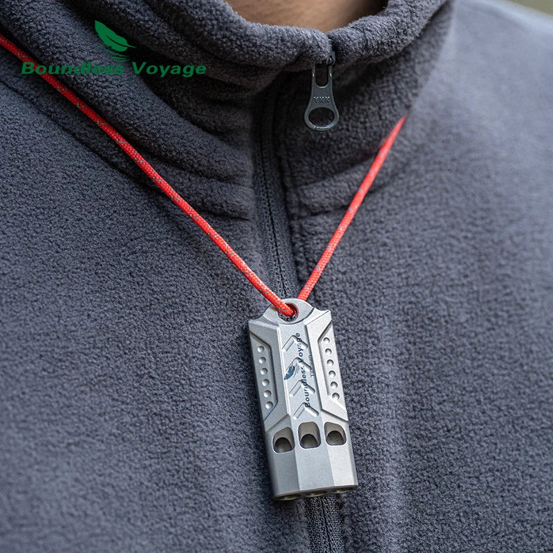 Boundless Voyage Titanium Whistle, Emergency Survival Safety Whistles for Outdoor Camping Hiking Coaches Training Sports