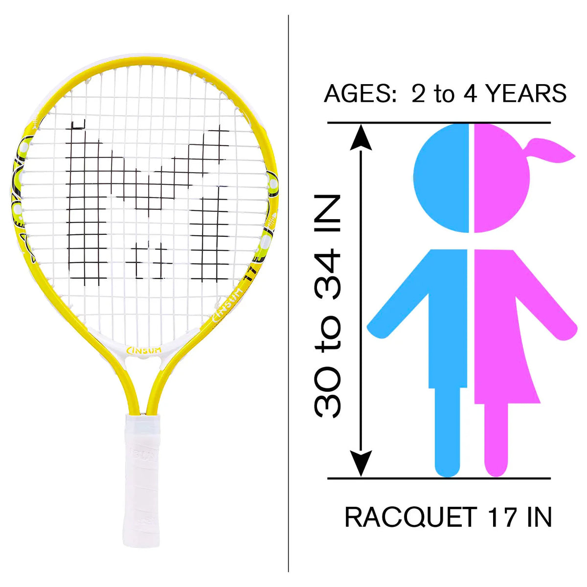 17" Lightweight Kids Tennis Rackets for Aged 2-3,with 1 Tennis Racket and Shoulder Strap Bag Outdoor/Indoor Sports Tennis Raquet
