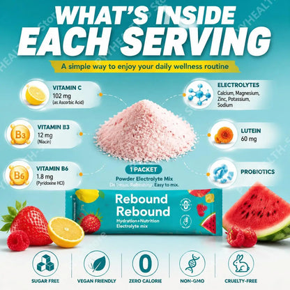 Halmonlabs Rebound 100 Electrolyte Mix Powder Daily Hydration Support with Calcium, Magnesium, Potassium & Sodium 30 Packets