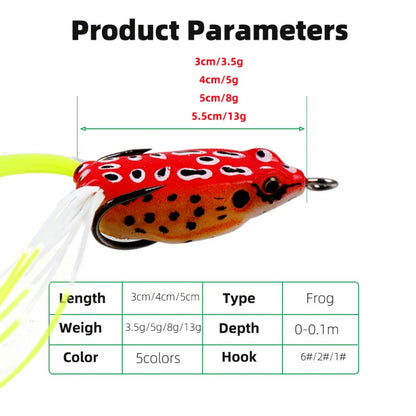 Fake Bait Lure Frog Bait Black Fish Special Kill Simulated Double Hook Point Upturned Soft Bait Floating Water Fishing Black Kin
