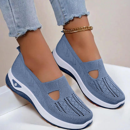 Woman Summer Breathable Mesh Flat Shoes Women Knitted Loafers Elderly Women's Shoes Mom Sneakers Middle-aged Women Casual Shoes