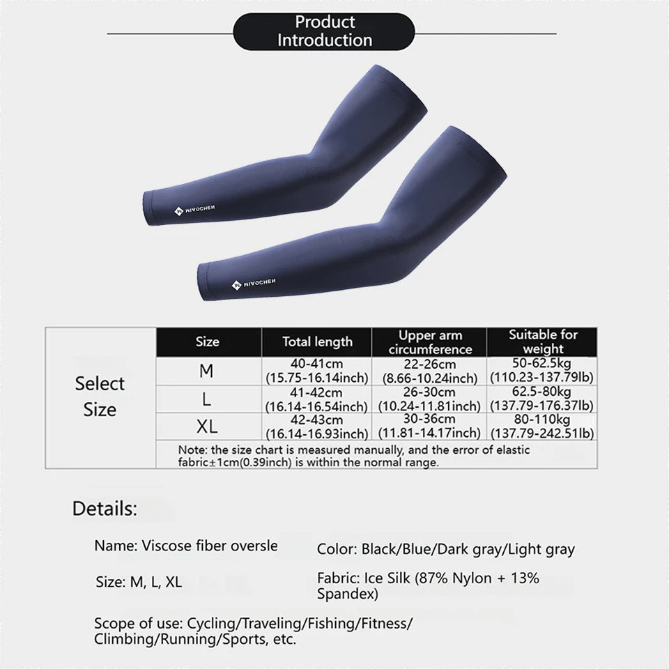 GTUBIKE 1 Pair New Ice Silk Sleeves UV Protect Breathable Cycling Arm Sports Outdoor Unisex Elastic Quick-dry Summer Sleeves