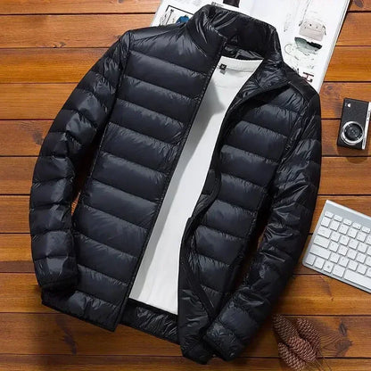Thin Lightweight Cotton-padded Cropped Jacket Men's Autumn/winter New Style Trendy Stand Collar Youth Ultra-thin Coat