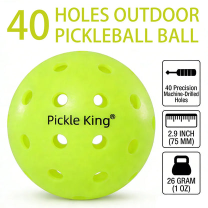 Pickleball Ball 40 Hole,6/12/24/30Pcs,Professional Competition Training for Pickleball, Stable Flight, Pickle King Ball