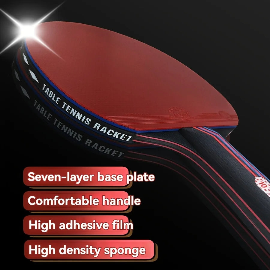 A Professional Carbon Fiber Table Tennis Racket Set, Suitable for Adult Competitions, Includes 2 10-Star Rackets, Competition-Grade Table Tennis Double Rackets