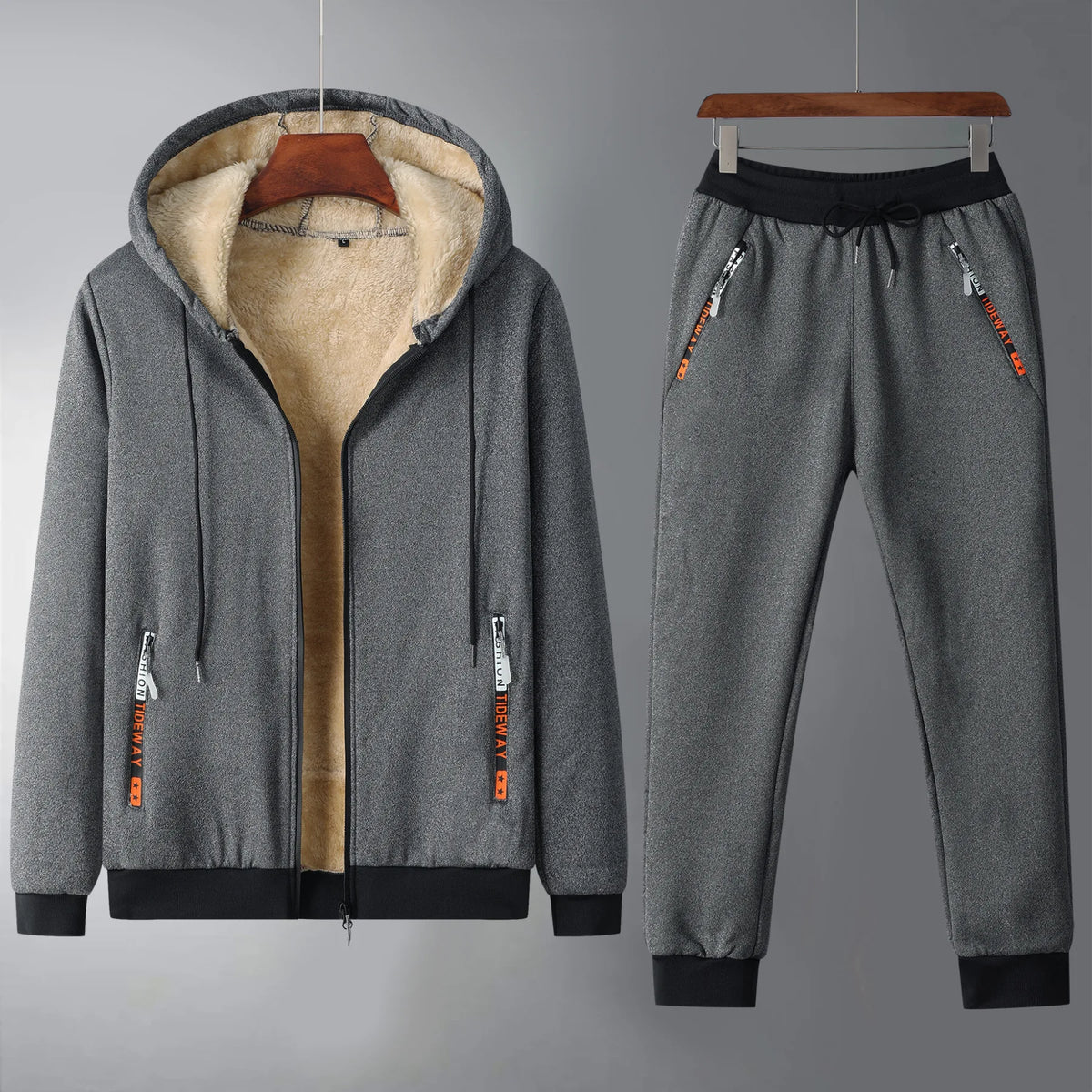Winter Clothes Man Workout Set Winter Velvet Thick Men's Warm Sportswear Casual Two-piece Set Plus Size Men's Clothing M-5XL