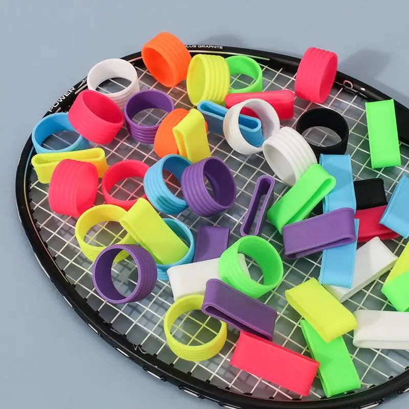 Tennis Game Accessories- 4Pcs Silicone Racket Grip Rings, Sweat-absorbency, Improved Handle Grip Strength