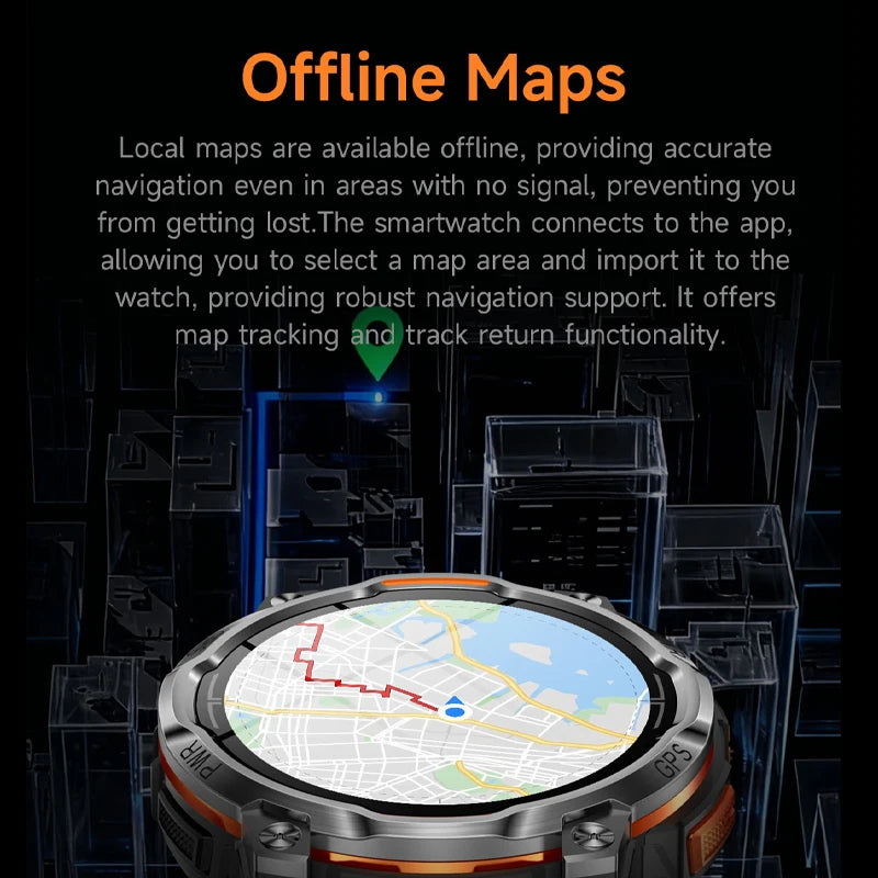 New smart sports watch, 1200mAh large capacity battery, GPS tracking, IPX8 waterproof, wireless communication, altimeter compass
