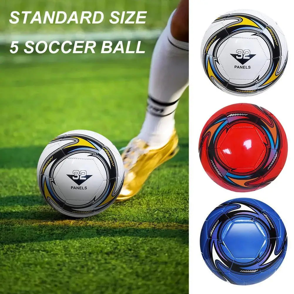 PU Leather Machine-stitched Football Ball Children Adults Professional Soccer Balls Waterproof Size 5 Portable Sports Blue