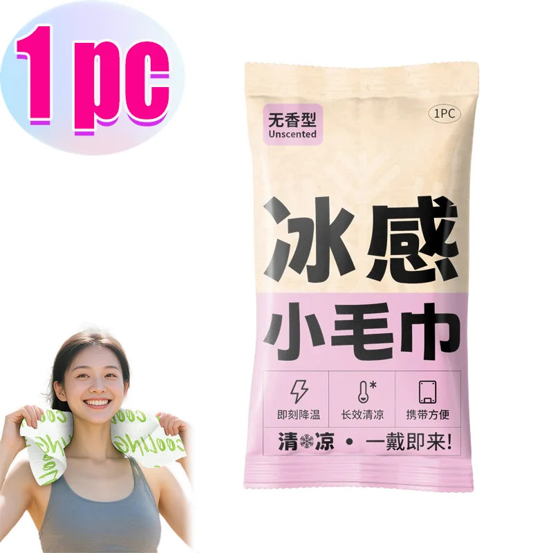 Disposable Cooling Towel Instant Cold Compress with Menthol for Sports Gym Travel Outdoor Activities Face Neck Arms Sweat Wipes