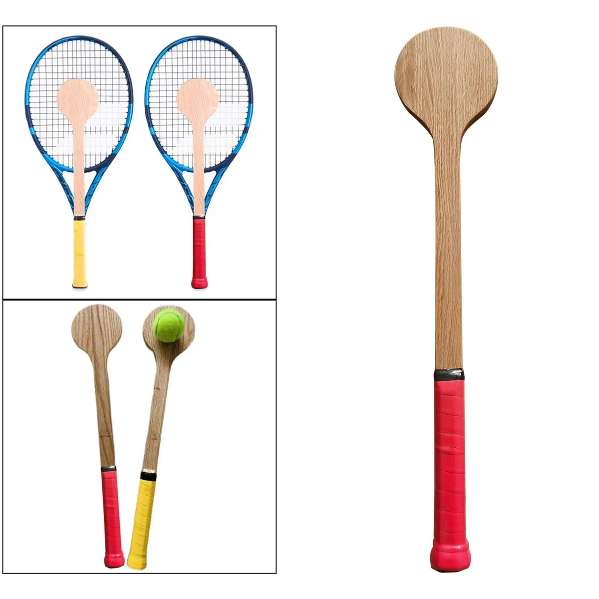 Tennis Sweet Spot Racket Wooden Tennis Spoon Swing Training Racket Accuracy Practice Racket Batting Hitting Equipment Gear