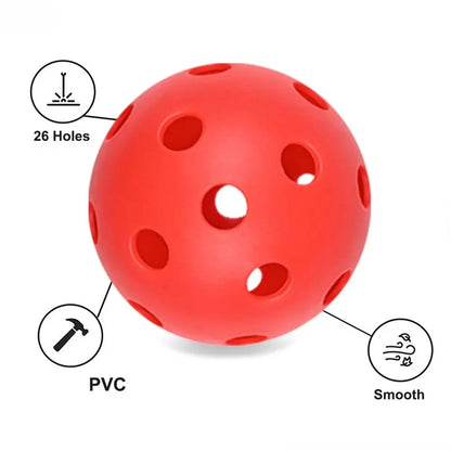 6pcs Portable 26 Holes Pickleball Balls Balanced High Bounce Pickle Balls with Bag Crack-Resistant PVC Competition Ball Indoor