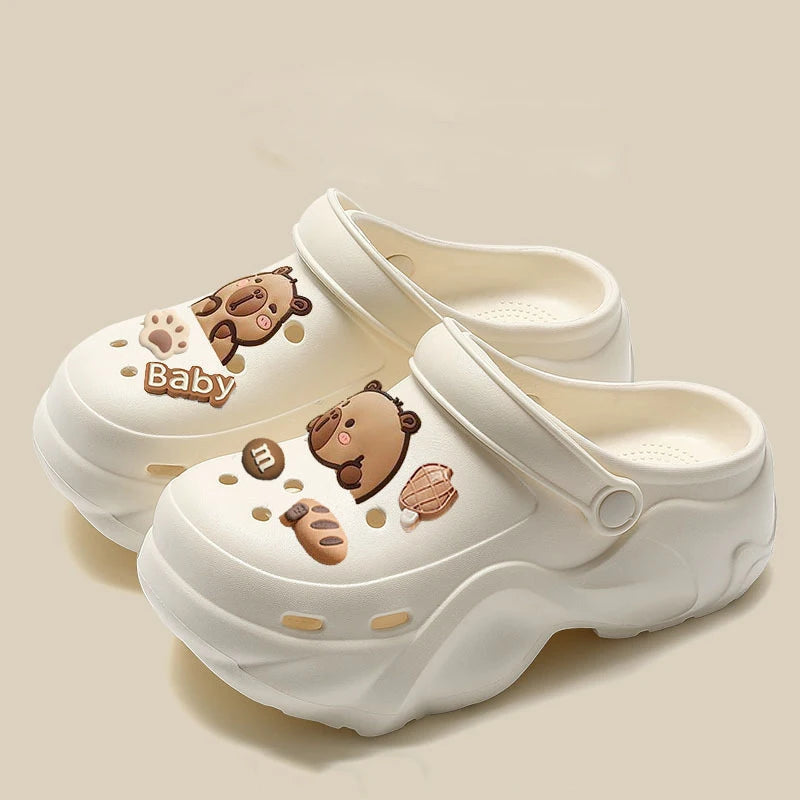 Women DIY Cute Animal button Decor Clogs Fashion Summer Spring Autumn Beach Sandals Cave Hole Female Garden Shoes Students Girls
