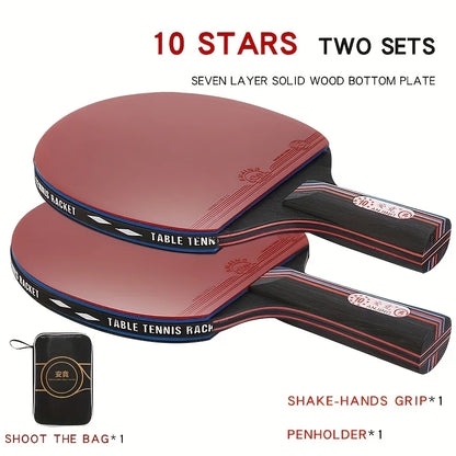 A Professional Carbon Fiber Table Tennis Racket Set, Suitable for Adult Competitions, Includes 2 10-Star Rackets, Competition-Grade Table Tennis Double Rackets