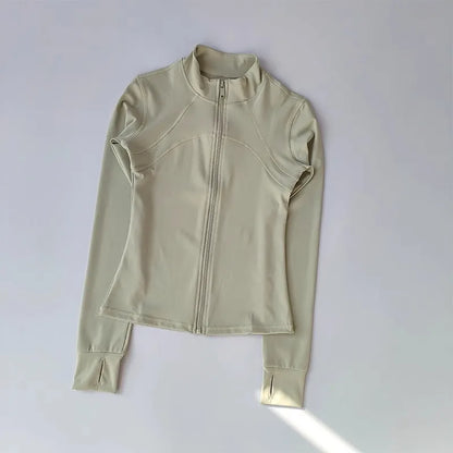 Women's Windproof Workout Jacket Stand Collar Long Sleeve Running Top for Fall Winter Training