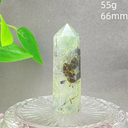 1PC Natural Green Grape Black Hair Crystal Tower Crystal Obelisk for Meditation Chakra Home Decor Magic Gemstone