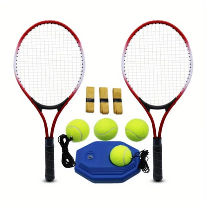 Tennis Racket Kit 1 Set Including Rebound Trainer Tennis Balls Sweatband Storage Bag for Two People Practice Training