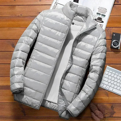 Thin Lightweight Cotton-padded Cropped Jacket Men's Autumn/winter New Style Trendy Stand Collar Youth Ultra-thin Coat