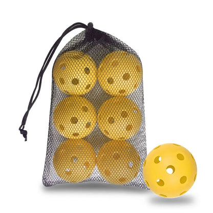 6pcs Portable 26 Holes Pickleball Balls Balanced High Bounce Pickle Balls with Bag Crack-Resistant PVC Competition Ball Indoor