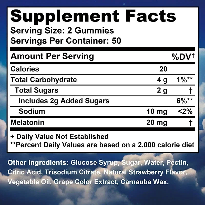 Melatonin 20 Mg Gummies - Relieve Insomnia Healthy Sleep Quality Deep Sleep Stress Relief