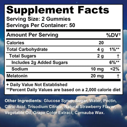 Melatonin 20 Mg Gummies - Relieve Insomnia Healthy Sleep Quality Deep Sleep Stress Relief
