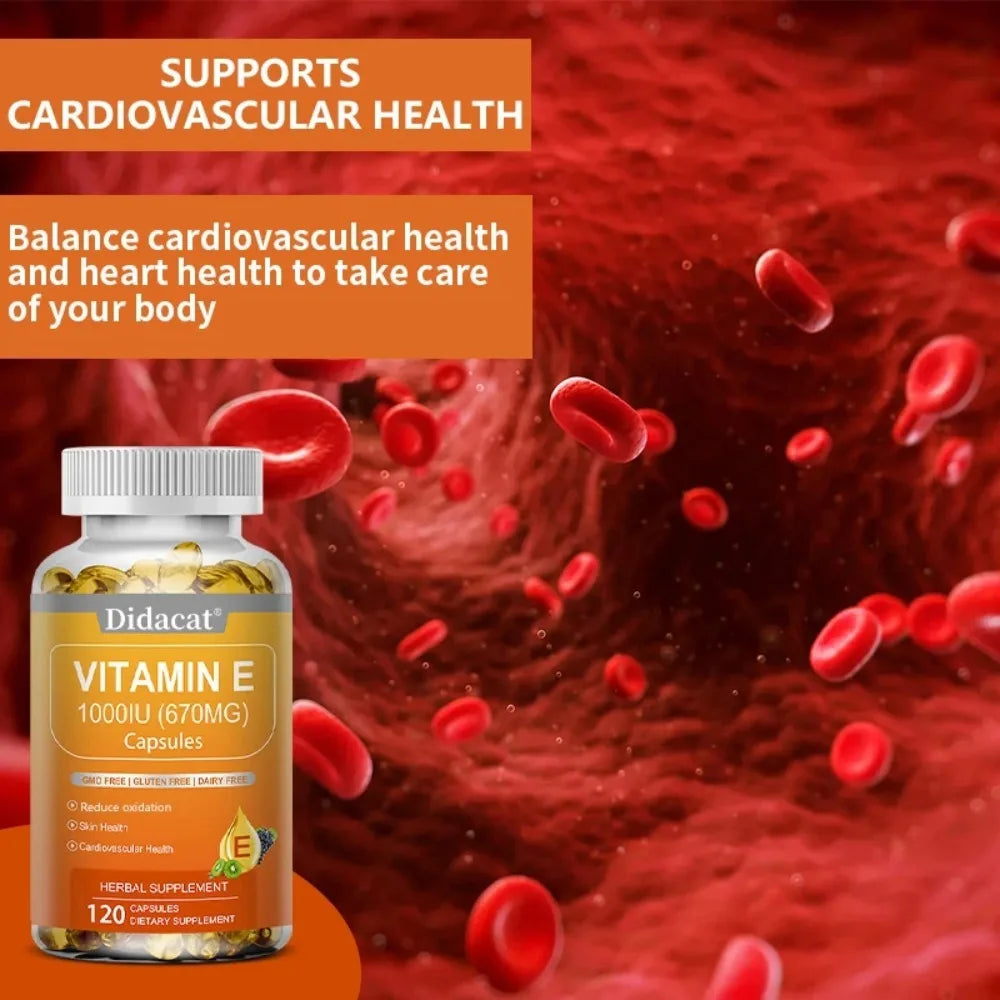 Vitamin E 670 Mg (1000 IU) - Natural Dietary Supplement Antioxidant, Skin, Immune System Support, Gluten Free, Vegen