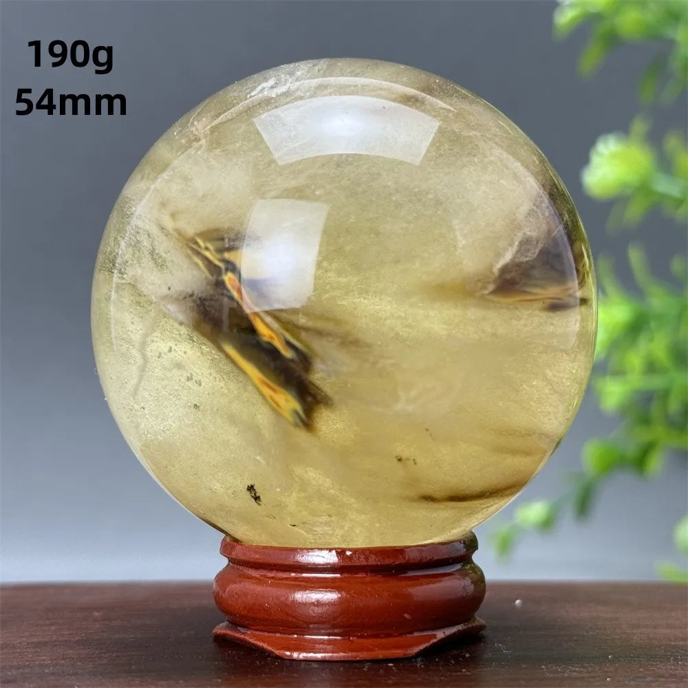 Energy Tiger Skin Smelting Stone Crystal Ball Aura Meditation Witchcraft Prayer Wealth Home Decoration Holiday Gift + Base