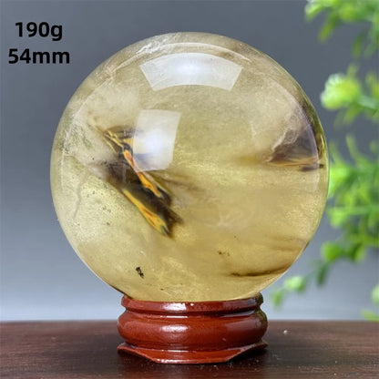 Energy Tiger Skin Smelting Stone Crystal Ball Aura Meditation Witchcraft Prayer Wealth Home Decoration Holiday Gift + Base